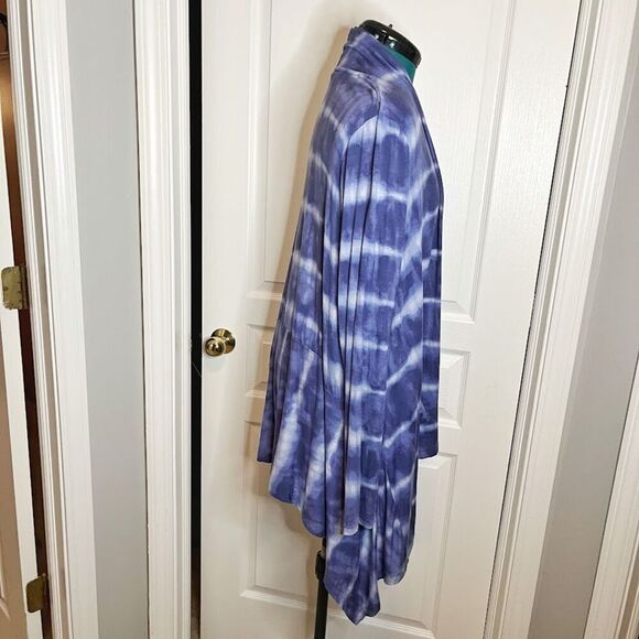 LOGO Lori Goldstein Tye Dye Knit Lightweight Jersey Wrap Art to Wear Cardigan - Picture 5 of 14